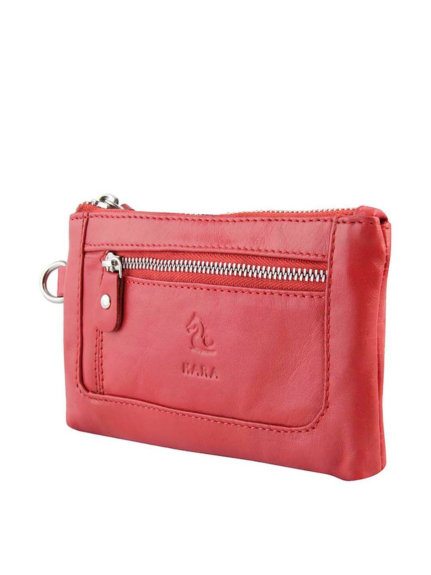 Kara Red Leather Solid Leather Wallet for Women