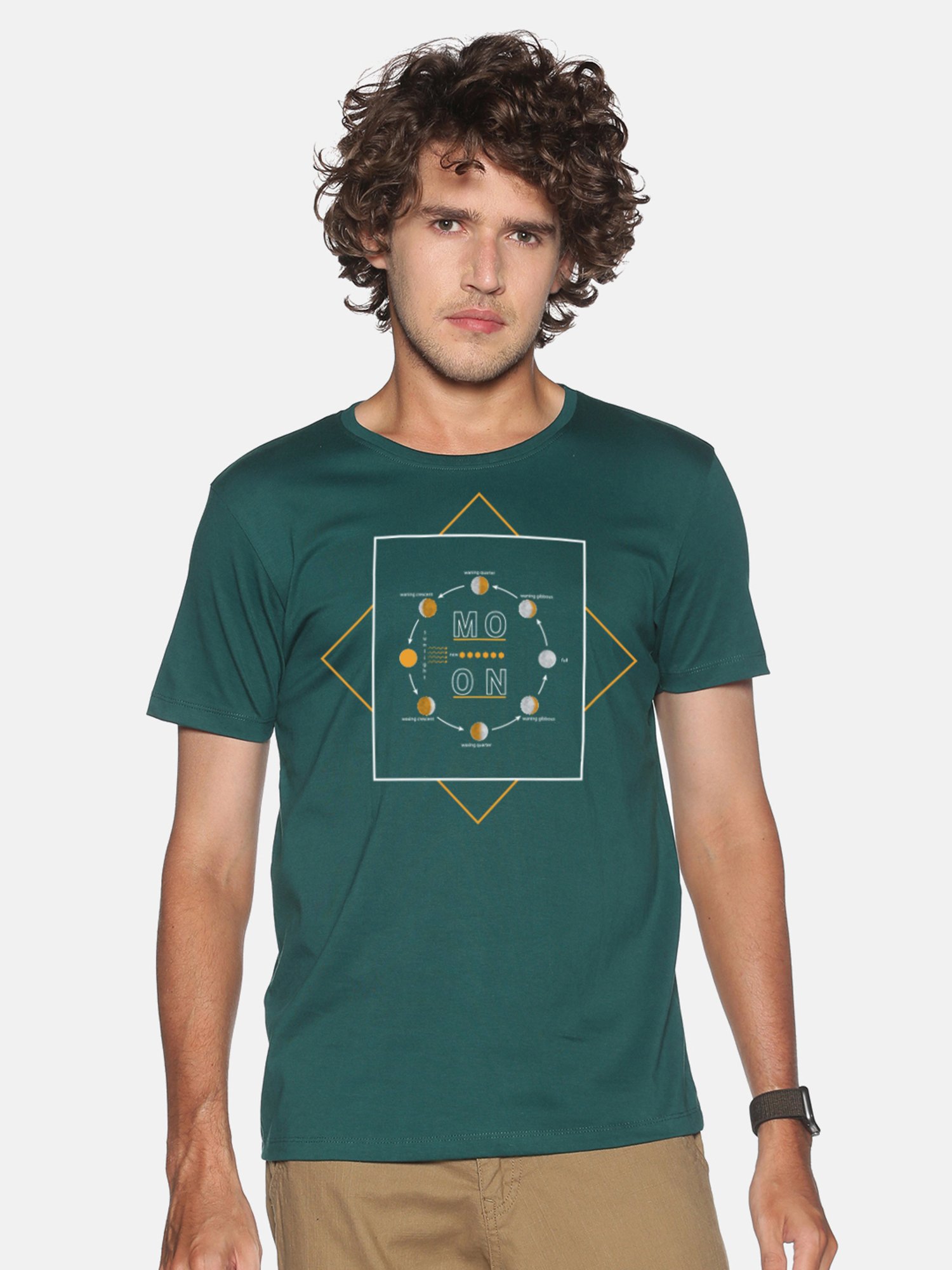 BLACK RADIO Green Slim Fit Printed Crew T-Shirt