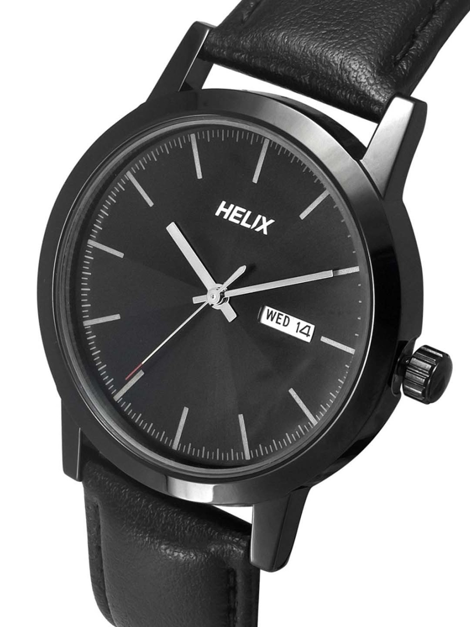Helix By Timex Black Round Dial Analog Leather Men Watch - TW047HG03