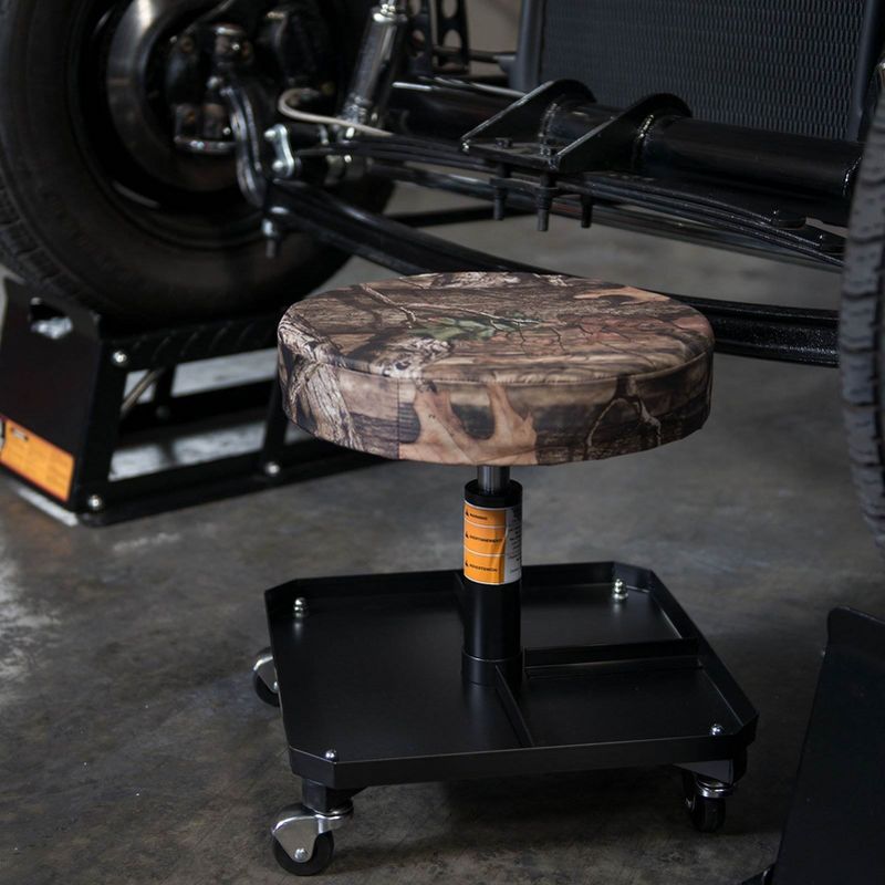 Torin Big Red Rolling Pneumatic Creeper Adjustable Garage Mechanic Stool, Camo