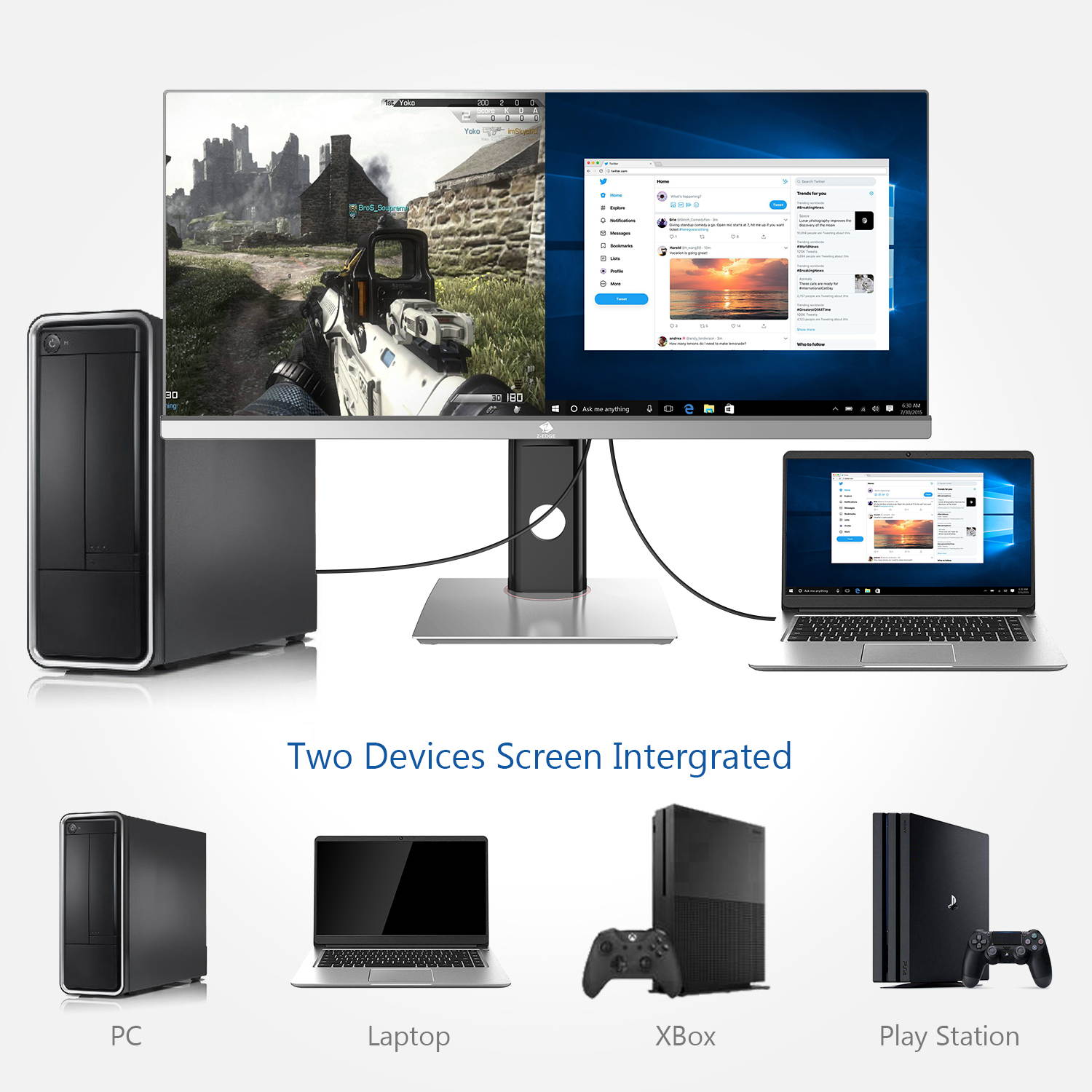 Z-EDGE U29IAB 29" Ultrawide 2560 x 1080 WFHD 21:9 Aspect Ratio 100Hz Refresh Rate 4 ms MPRT IPS Monitor, HDMIx2+DP, Built-in Speakers, with Wireless Keyboard & Mouse