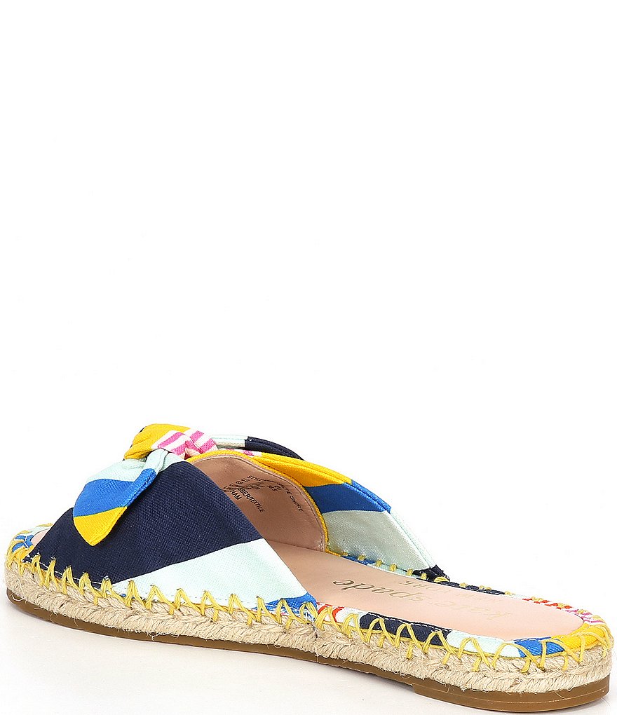 kate spade new york Saltie Shore Striped Fabric Bow Espadrille Flat Slides