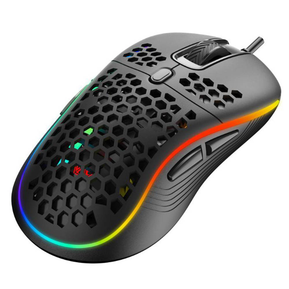 Hollow Out RGB Gaming Mouse Wired, 60g Ultra-Lightweight Honeycomb Computer Gaming Mice, with 6 Function Buttons,7 Backlight ,7200 Adjustable DPI for Windows PC & Laptop Gamers