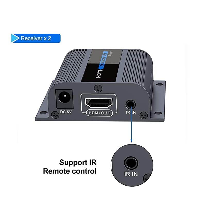 Extender 1080P60HZ 1x2 Splitter Device Over CAT6 CAT6A CAT7 Cable Transmission up to 40m131ft with LoopOut Local DisplaySupport IR Remote ControlEDID Function