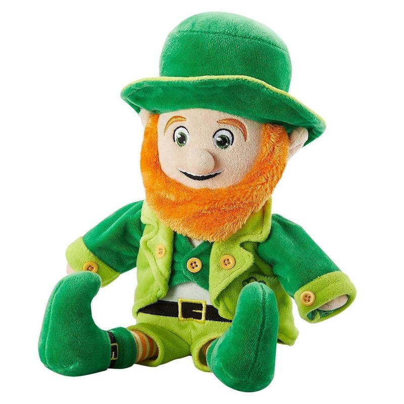 Leprechaun Plush Toy Lucky The Leprechaun, Cute Stuffed Toy for Kids, Mr. O'Leary Soft Plushies for St. Patrick's Day Gifts, Green, 9 x 14 Inches