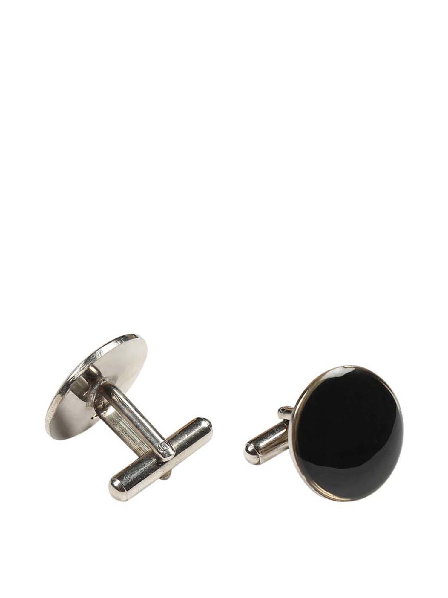 Tossido Black Woven Necktie With Pocket Square and Cufflinks