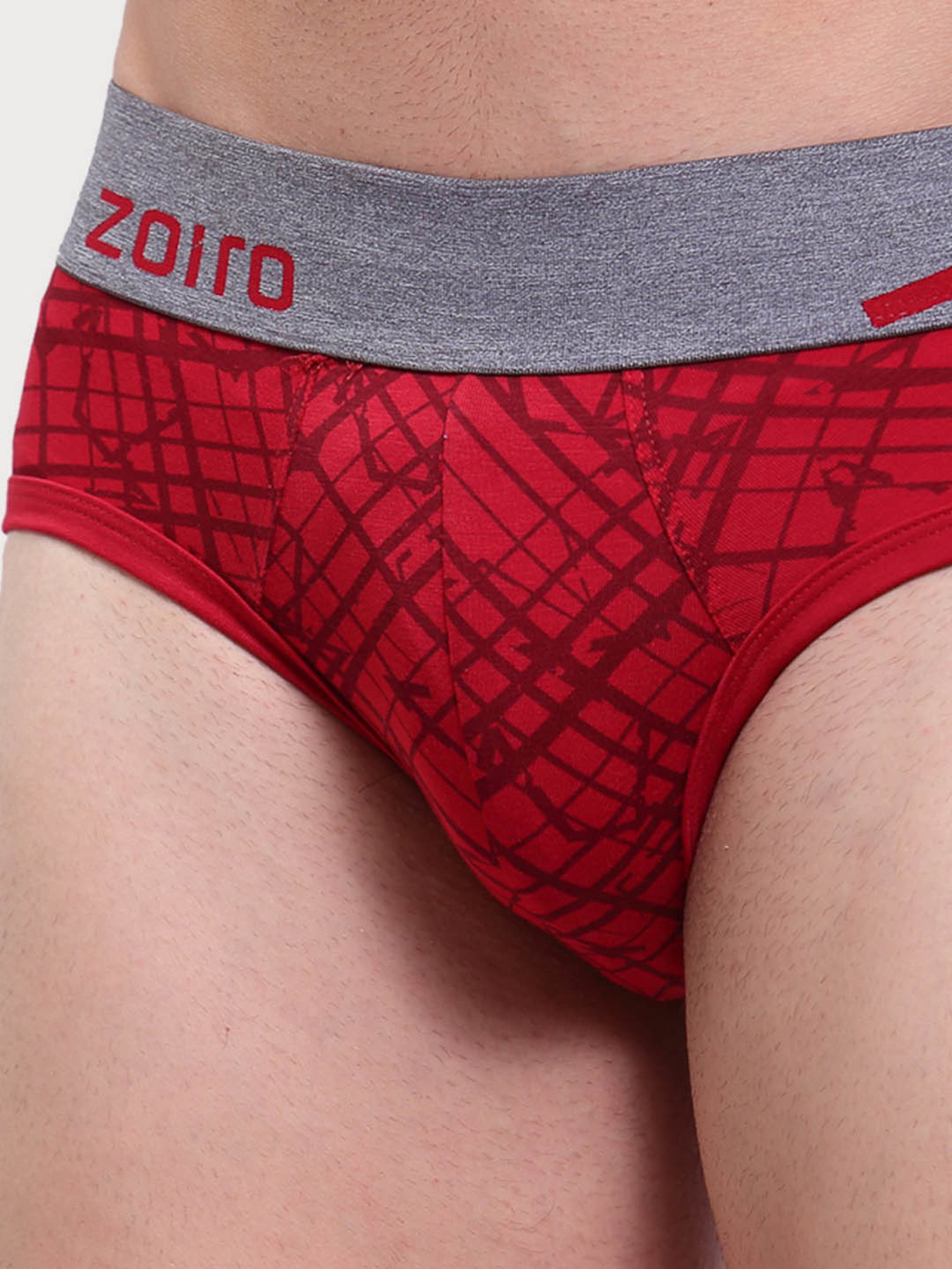 Zoiro Red & Total Eclipse Regular Fit Checks Briefs - Pack Of 2