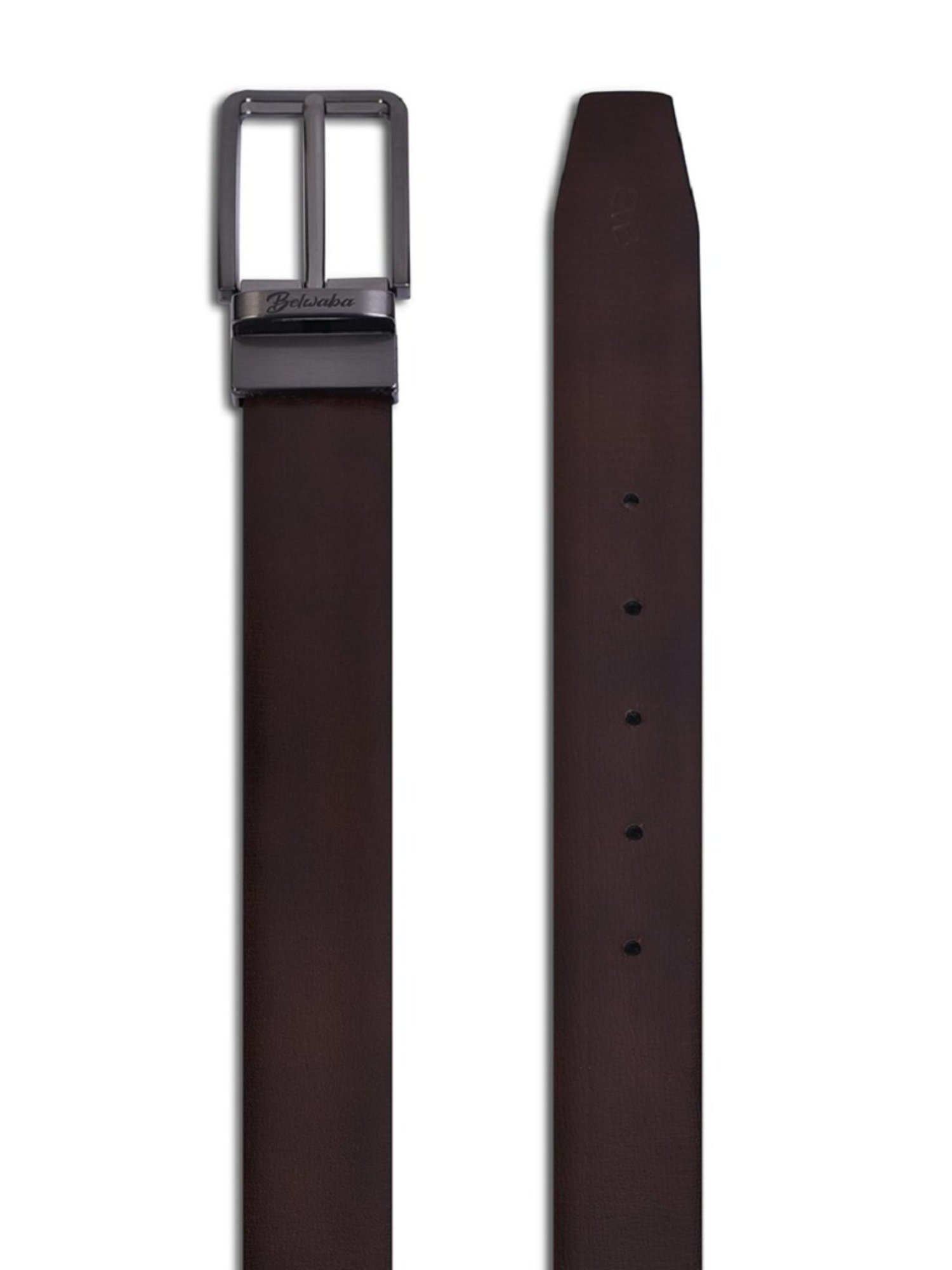 BELWABA Black Textured Formal Leather Belt for Men