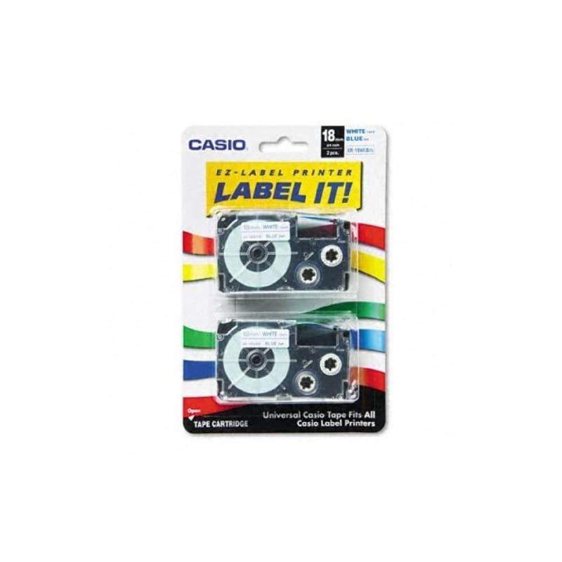 XR-18WEB2S, 1/2"(18mm) Labelling Tape, Blue on White, Pack of 2