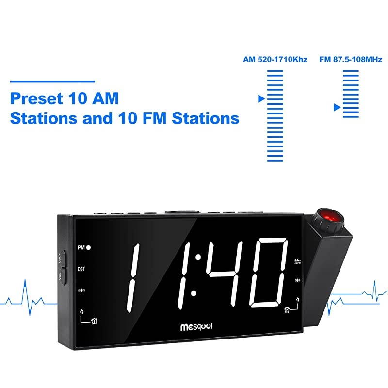 Digital Alarm Clock for Ceiling,Wall,Bedroom - FM Radio,7&rdquo; Large Number & 5 Dimmers,350&deg;Projector,USB Charger,Sleep Timer,Plug in & Battery Backup,Loud Dual Alarm Clock for Heavy Sleepers