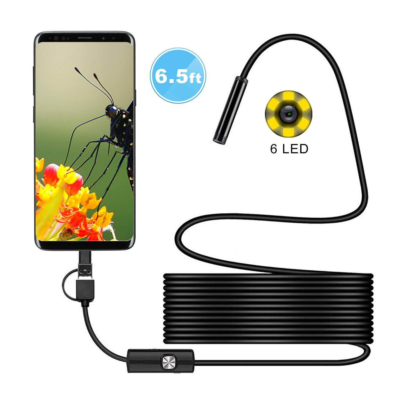 1m/2m 3in1 USB 6 LED Endoscope HD Cams Inspection Camera For iPhone Android iOS