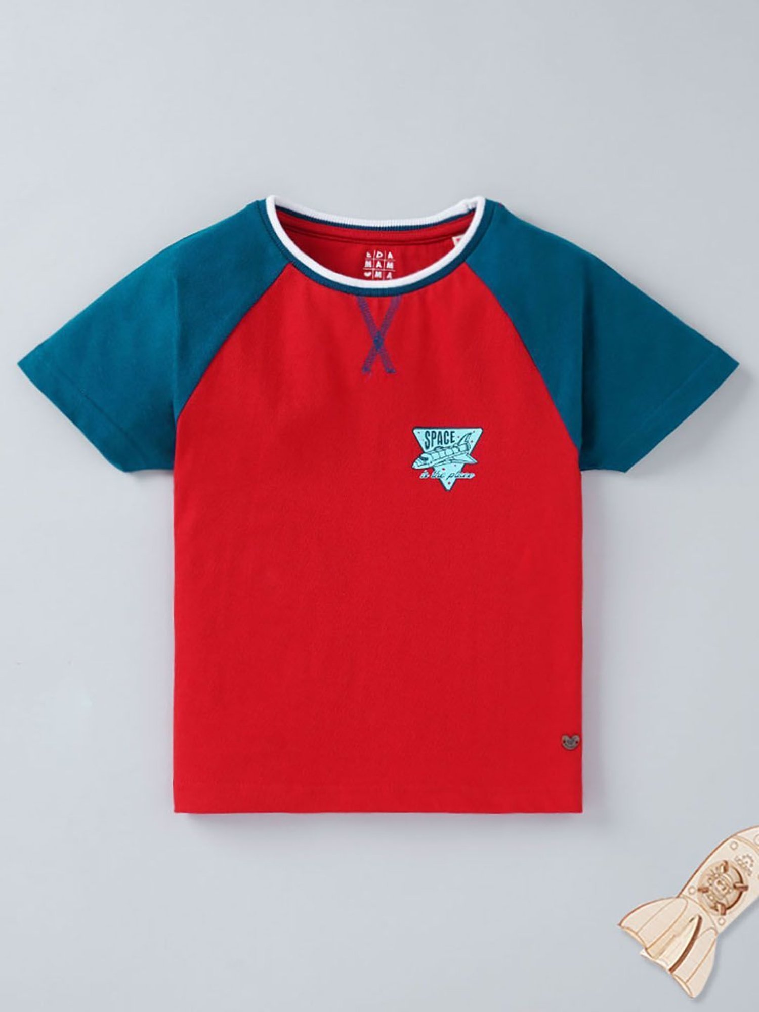 Ed-a-Mamma Boys Red Color Block  T-Shirt