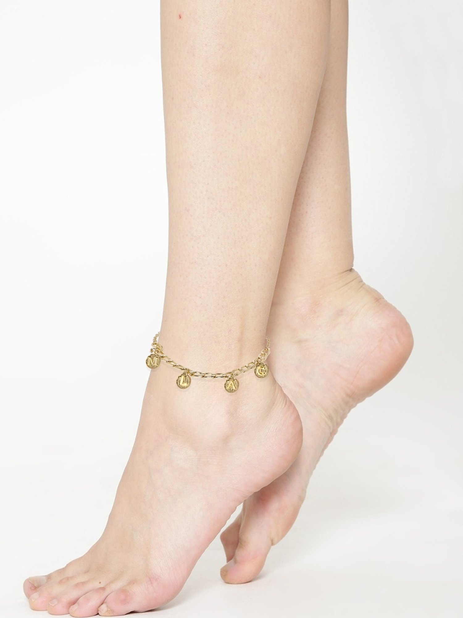 OOMPH Gold-Tone "CALM" Charm Fashion Stylish Latest Anklet for Women