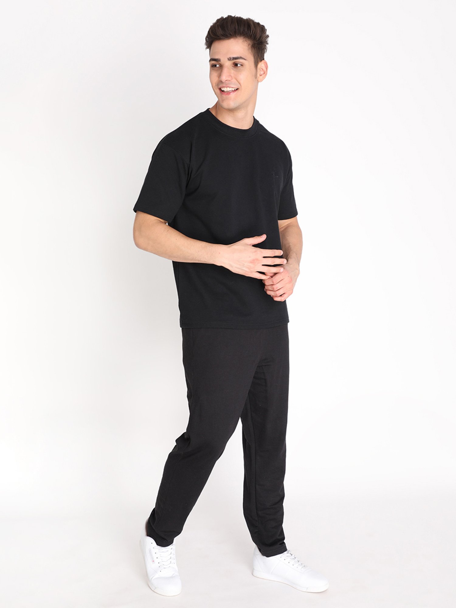 Chkokko Black Loose Fit T-Shirt & Trackpants Set