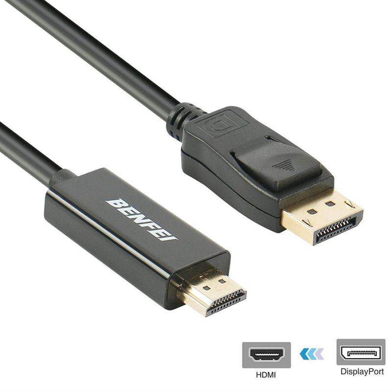 BENFEI DisplayPort to HDMI MALE cord 6 Feet Black Cable MALE to MALE for DisplayPort Enabled Computer and Laptops(Lenovo, Dell, HP, ASUS and other brand)