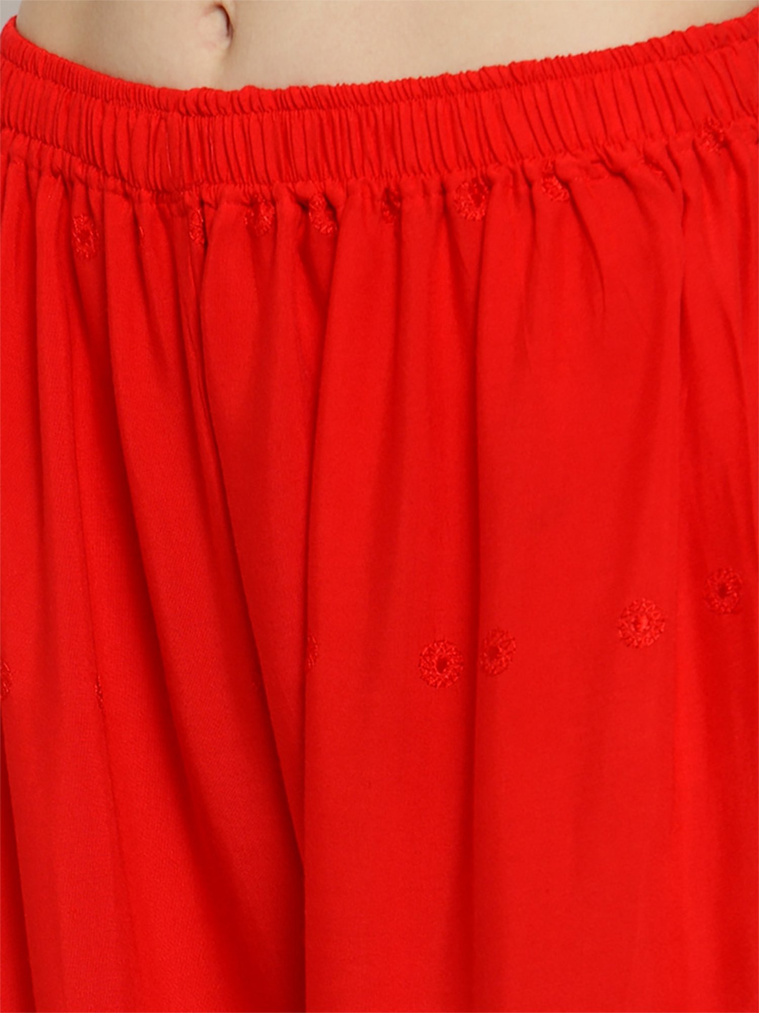 Castle Red Embroidered Palazzos