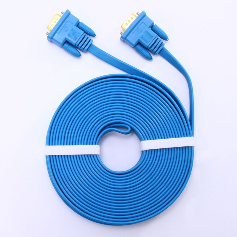 VGA Cable 25ft Male to Male 15 Pin SVGA Computer Monitor Cord Flat Slim