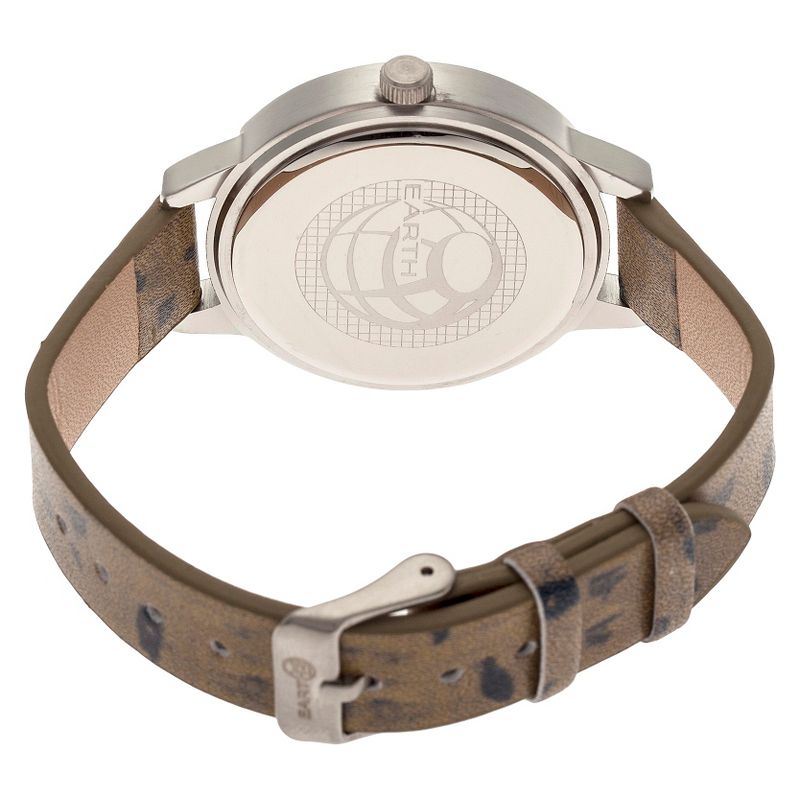 Women's Earth Autumn Wood Outer Dial Faux Leather Strap Watch Dark Brown