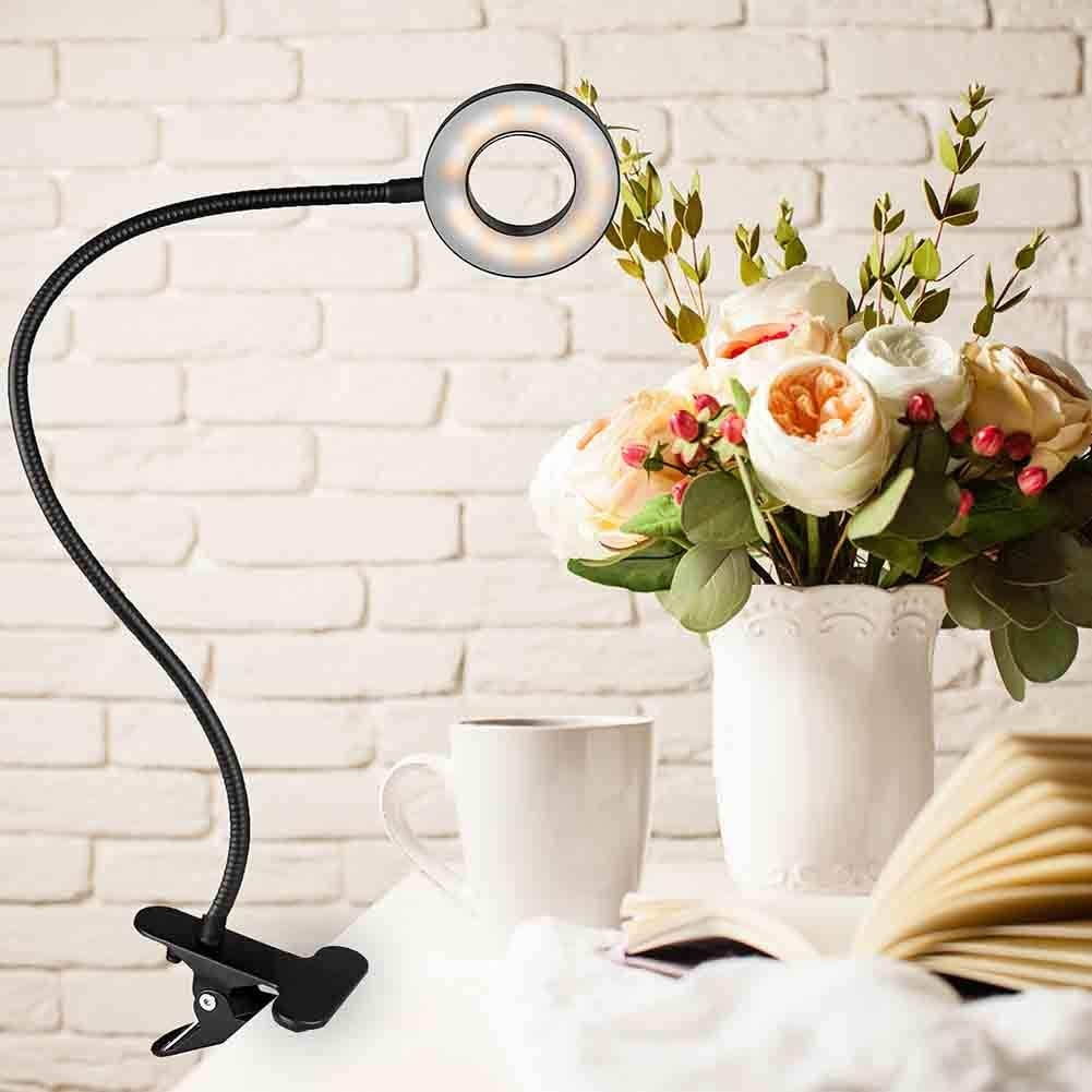 Bekada LED Desk Light with Clamp for Video Conference Lighting Clip on LED Ring Light for Computer Webcam USB Laptop Light for Zoom Meetings Reading Light with 3 Color 10 Dimming Level