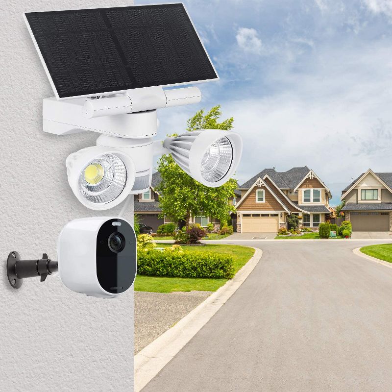 Wasserstein Arlo Floodlight and Solar Panel Charger - Motion-Activated for Arlo Essential Spotlight and XL Spotlight ONLY (White) (NOT for Pro, Ultra)