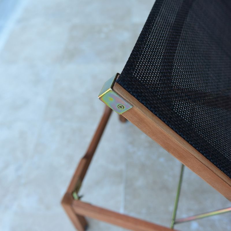 Laguna Beach Eucalyptus Patio Wheel Lounger with Black Sling - Amazonia