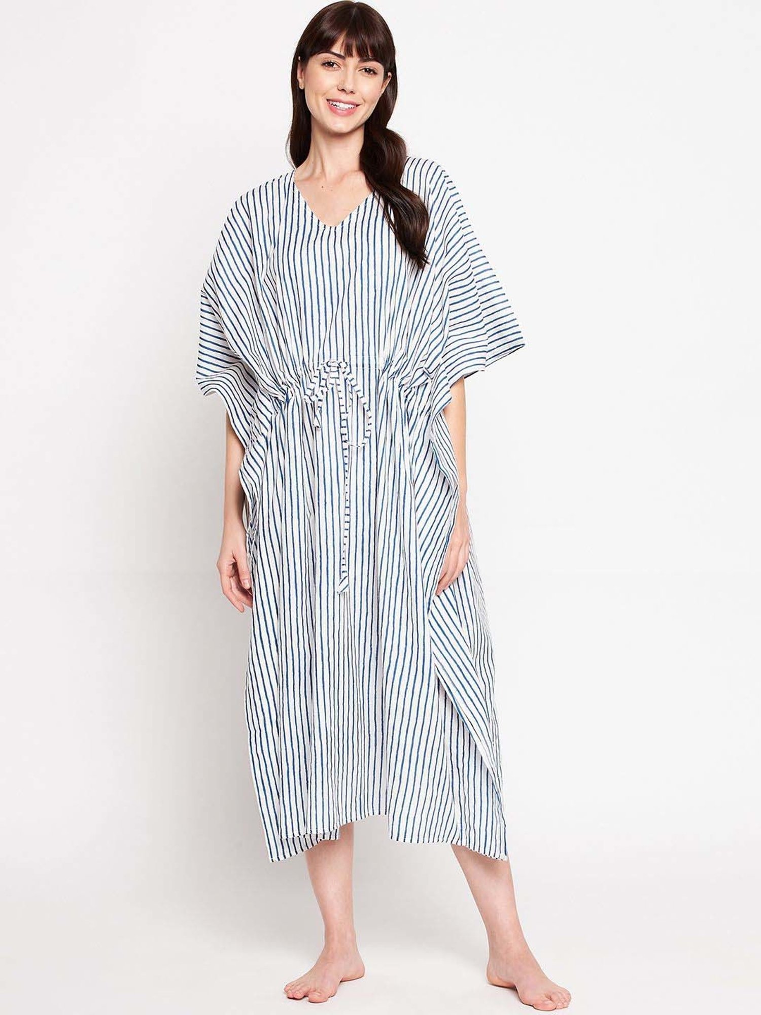 Secrets By ZeroKaata Green & Blue Cotton Printed Kaftan - Pack Of 2