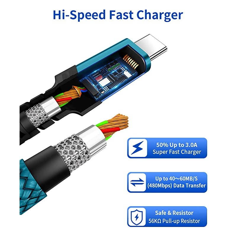 USB C to USB C 60W Cable 3Pack 03m+1m+2m USB Type C Charger Cord Compatible with Samsung Galaxy S20+ Note 20 Ultra Note 10+ MacBook AirPro 13 iPad Pro 20202018 Pixel 234 XL Green