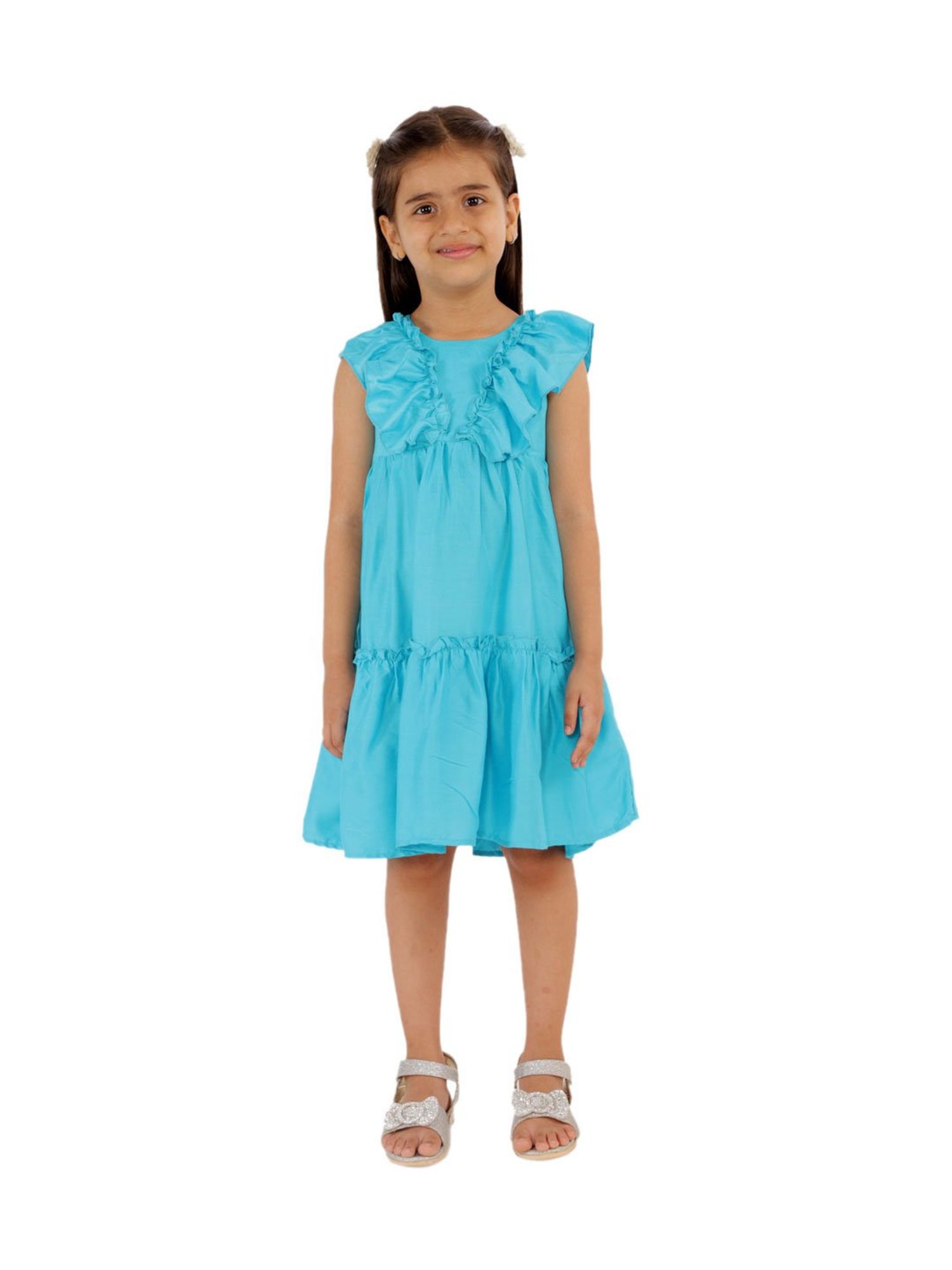 KidsDew Kids Blue Solid Dress