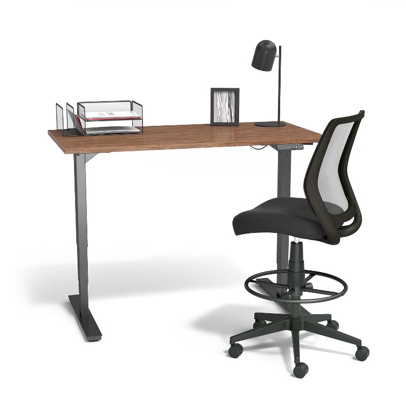 Union & Scale Essentials Mesh Back Fabric Drafting Stool, Black (UN59386) 