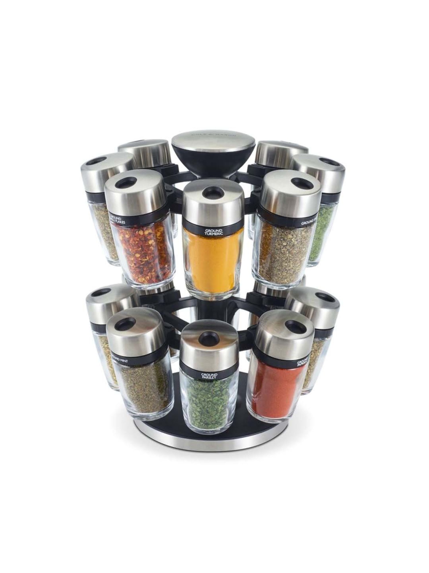 COLE & MASON Black Plastic 16-In-1 Herb & Spices Carousel