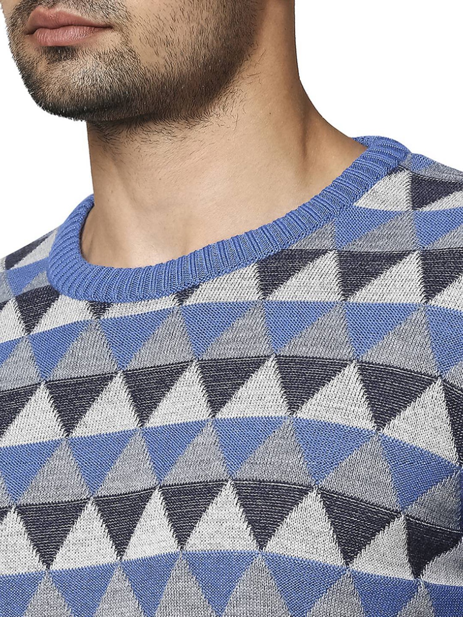 Raymond Blue  Regular Fit Argyle Sweaters