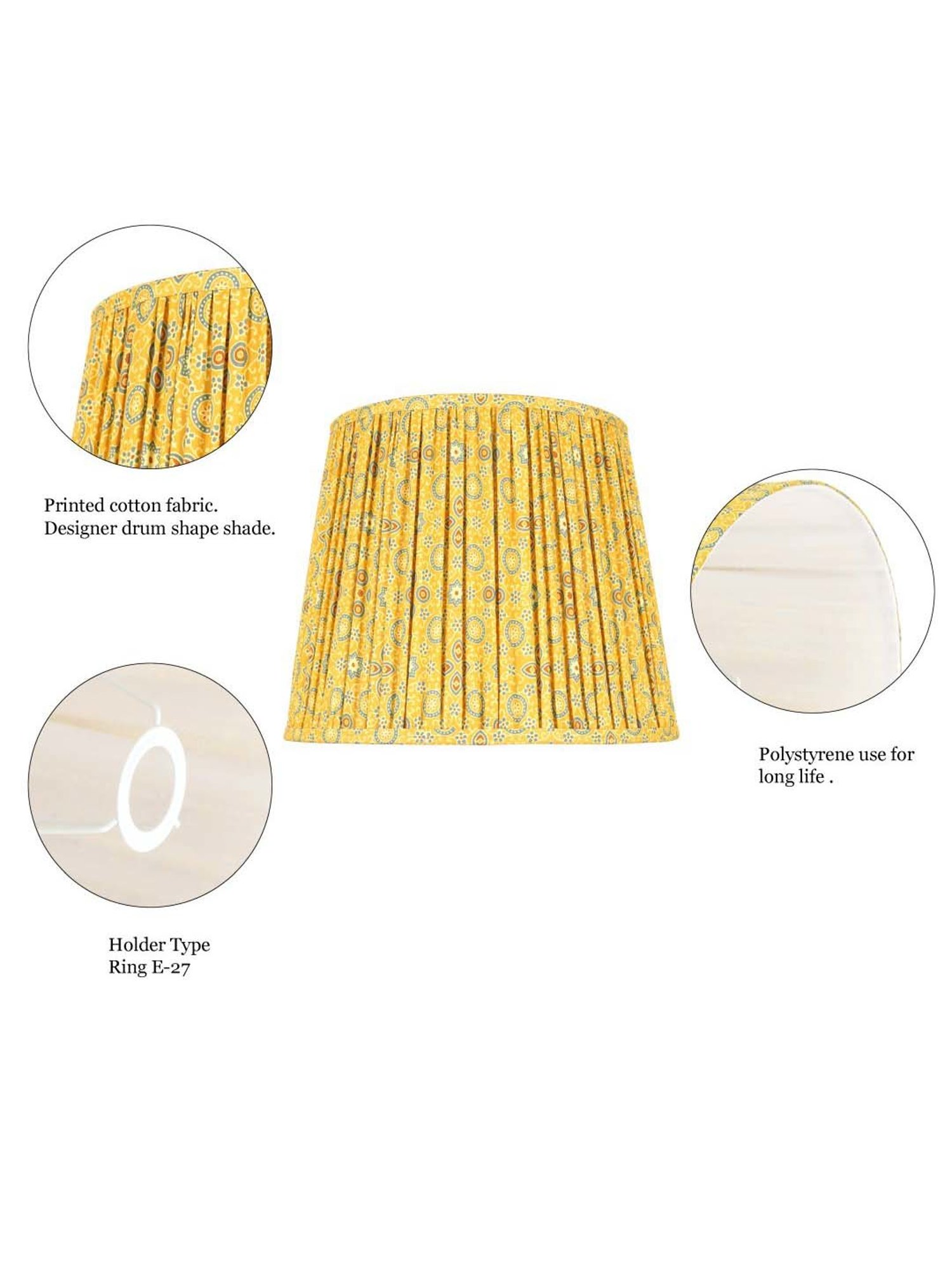 Kapoor E Illuminations Yellow Cotton Hand Made Long Drum Shade