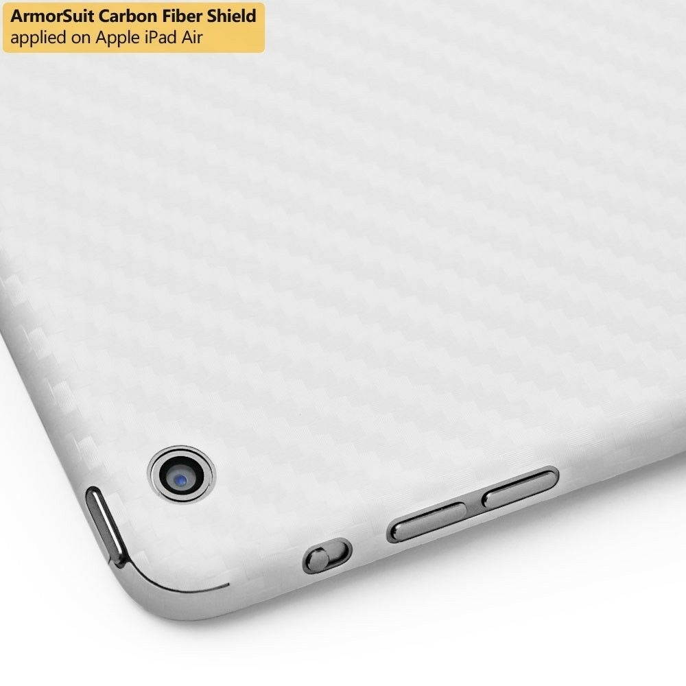ArmorSuit MilitaryShield Apple iPad Air Screen + White Carbon Fiber Skin! NEW!