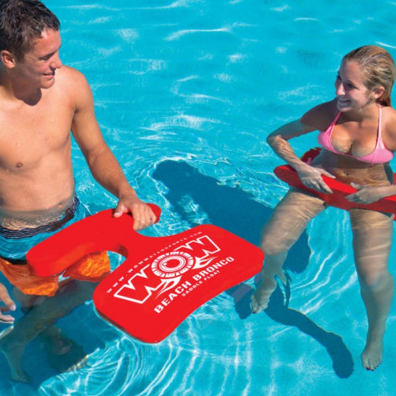 WOW Watersports 1 Person Soft Foam Beach Lake Bronco Swimming Pool Saddle, Red