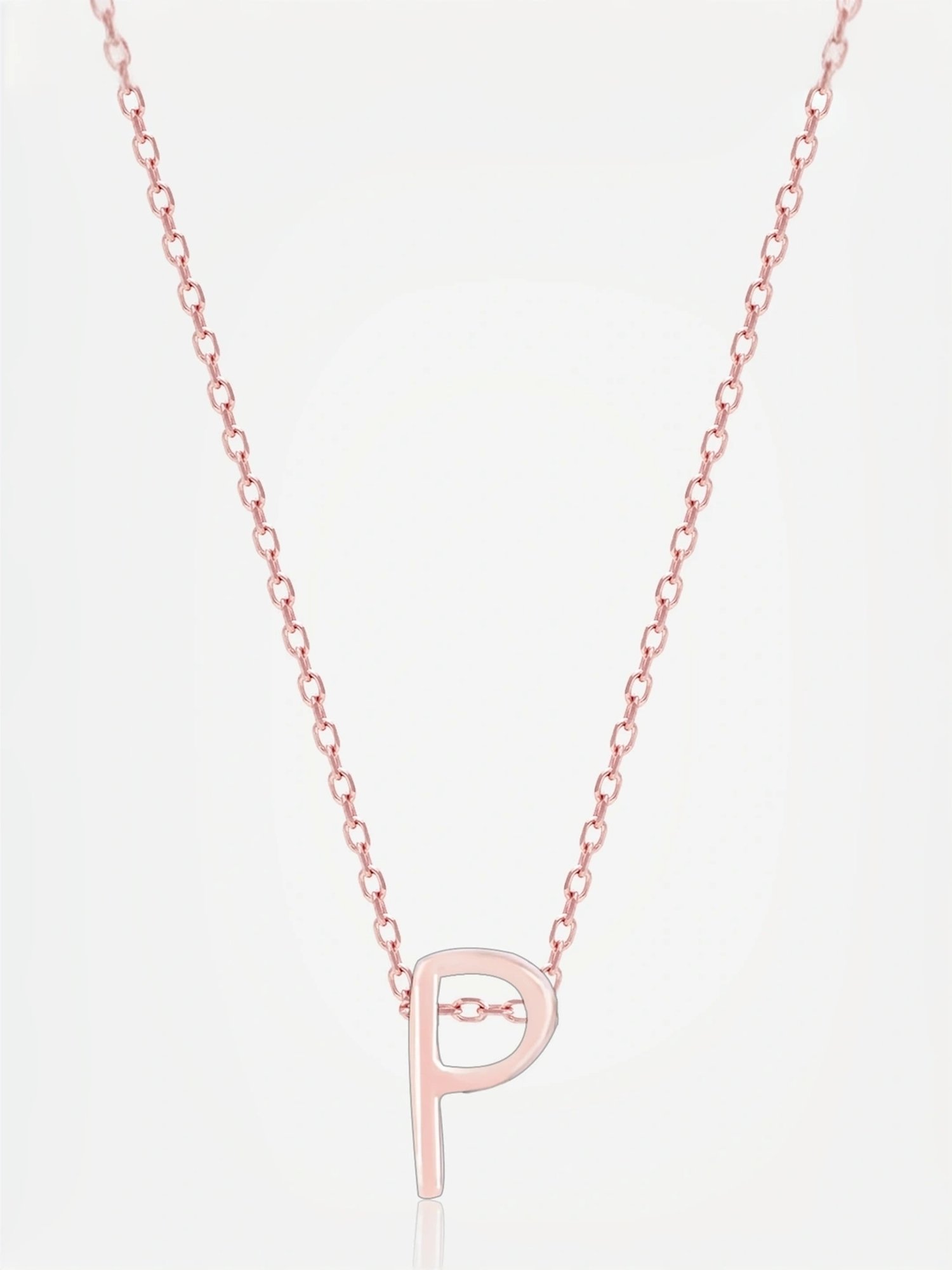 Touch925 Sterling Silver Posh P Initial Rose Gold Chain Pendant