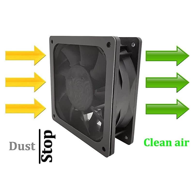 PC Computer Case Fan Dust Filter Grills with Magnet and Screws, Ultra Fine Nylon Mesh, Black Color - 4 Pack