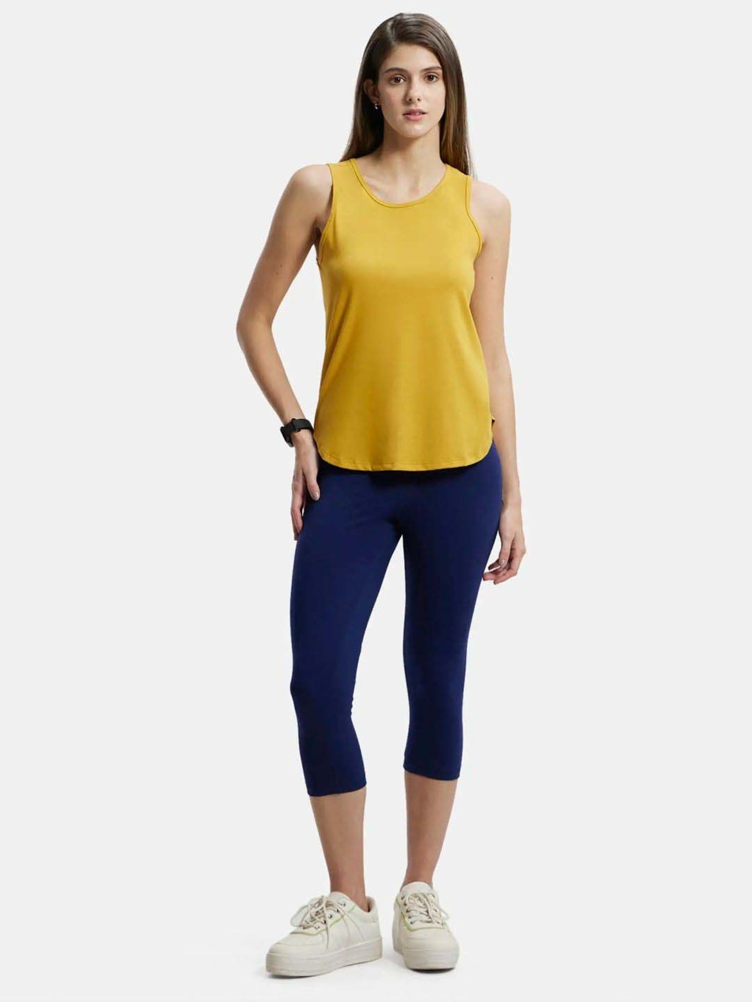 Jockey AW77 Women's Super Combed Cotton Rich Solid Curved Hem Styled Tank Top