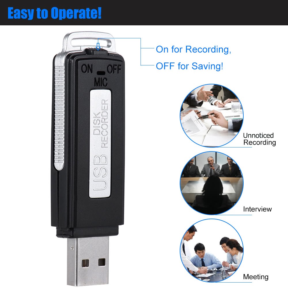 SK-868 8GB Portable USB Disk Audio Voice Recorder