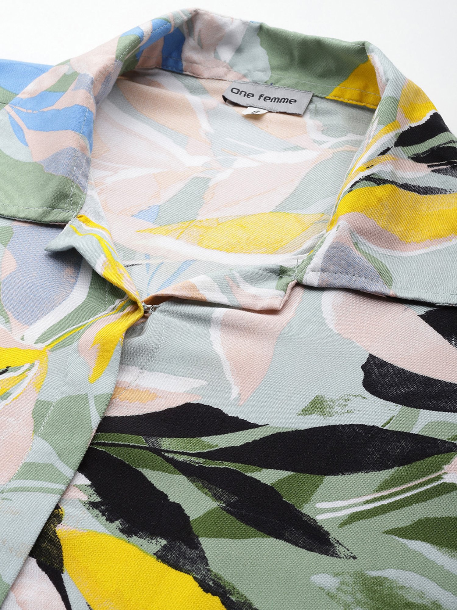 One Femme Multicolor Print Shirt With Pants