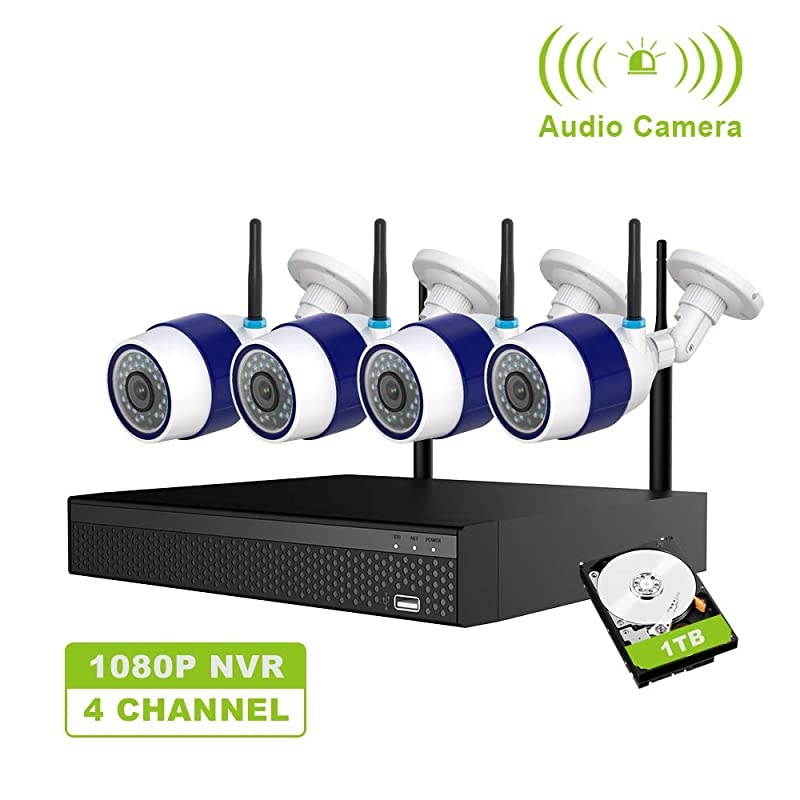 1080P Wireless Security Camera System, 8CH NVR 4Pcs Outdoor WiFi Surveillance Camera with Night Vision, Waterproof, Motion Alert, Remote Access,1TD HDD Included M430-D