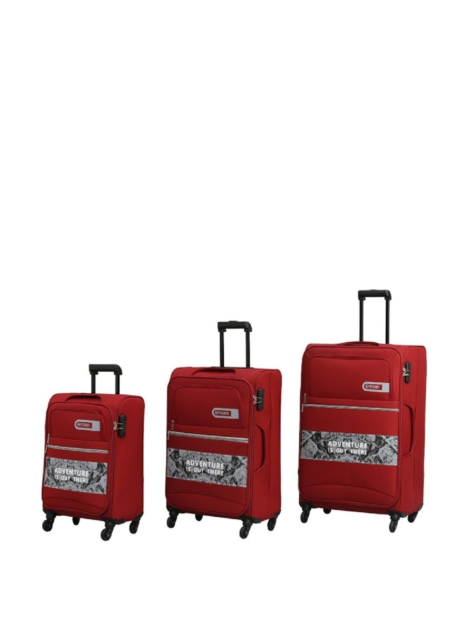 Citizen Adventure Vista Red Printed Trolley Bag Pack of 3 - 55 Cms, 65 Cms & 75 Cms