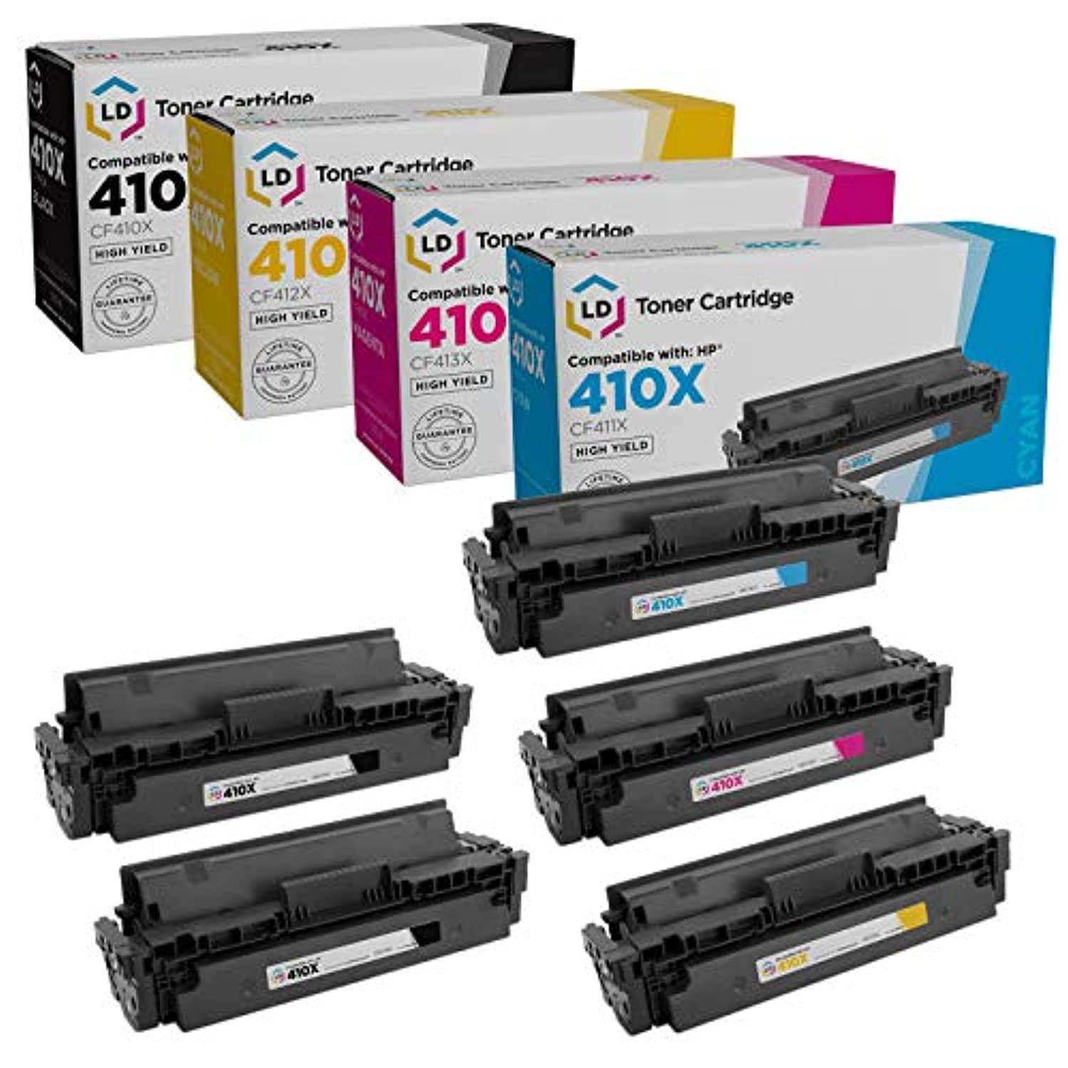 LD Compatible Toner Cartridge Replacement for HP 410X High Yield (2 Black, 1 Cyan, 1 Magenta, 1 Yellow, 5-Pack)