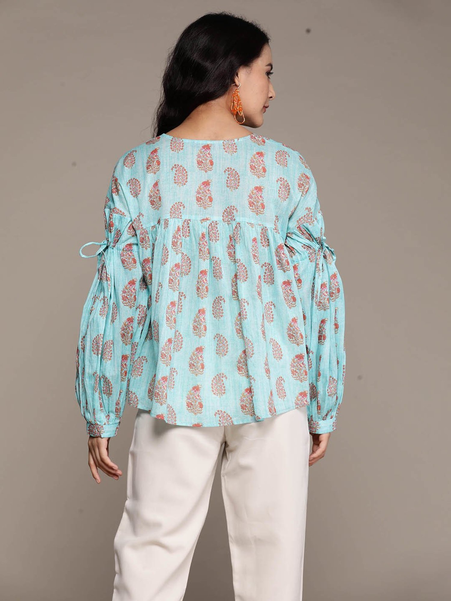 aarke Ritu Kumar Turquoise Printed Top