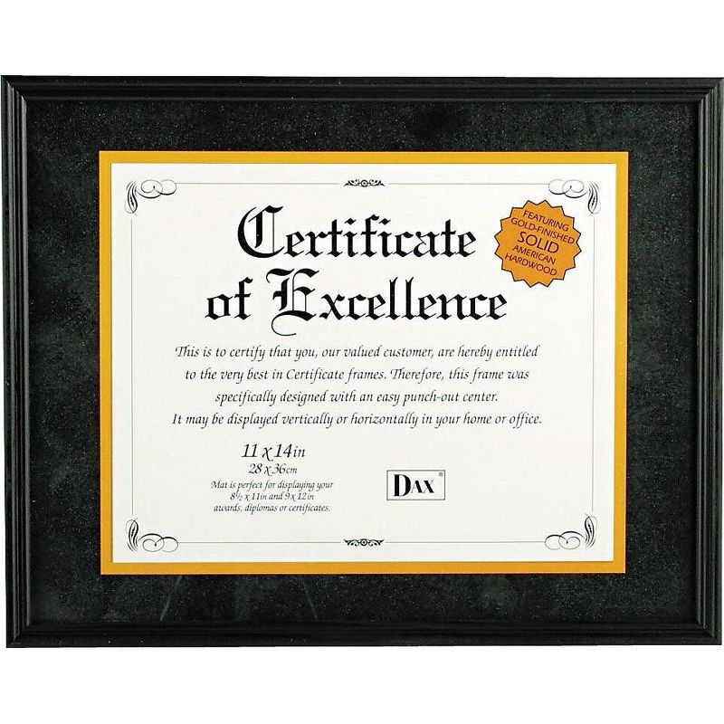 Dax Hardwood Document/Certificate Frame w/Mat 11 x 14 8 1/2 x 11 Black 1511TB