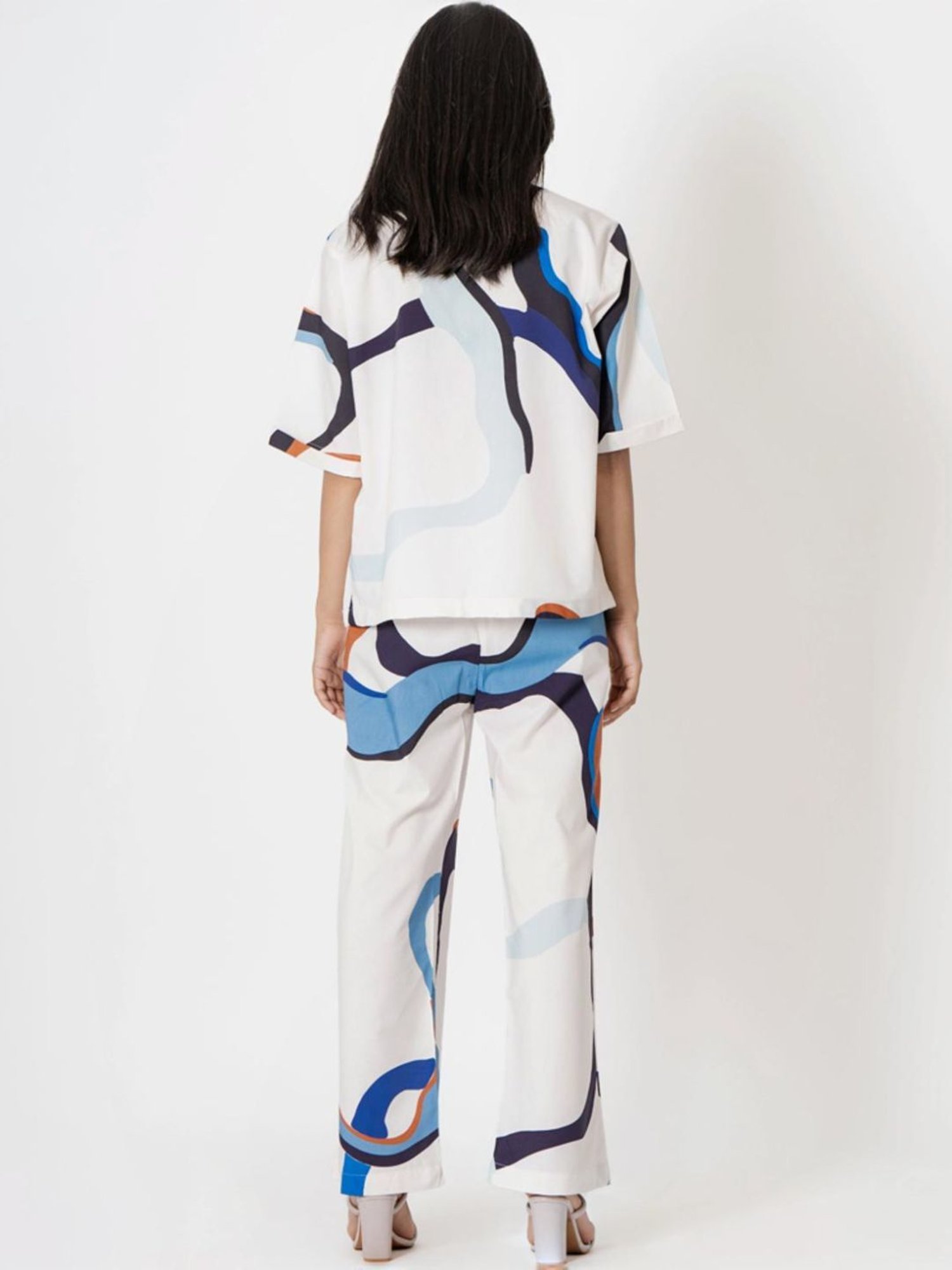 Kameez by Pooja White Capsule 24 Abstract Digital Print Modal Cotton  Shirt and Pant Co-ord Set