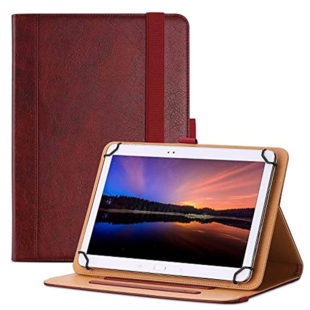 ProCase 9"-10.1" Inch Universal Tablet Case with 360 Degree Rotatable Kickstand Bundle with PU Leather Stand Folio Protective Cover for 9"-10.9" Tablet, with Elastic Adjustable Band and Pencil Holder