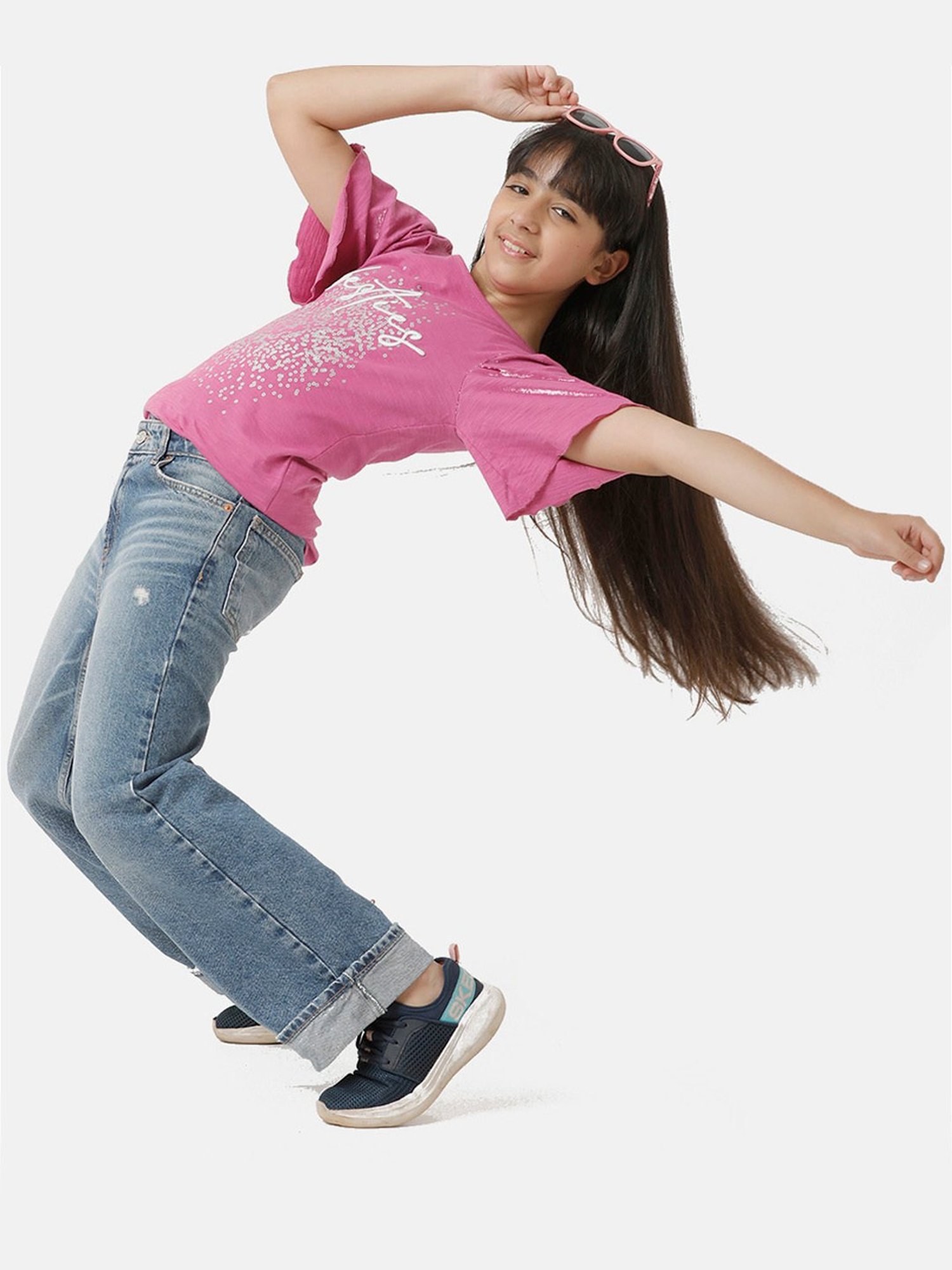 Under Fourteen Only Kids Pink Embellished Top