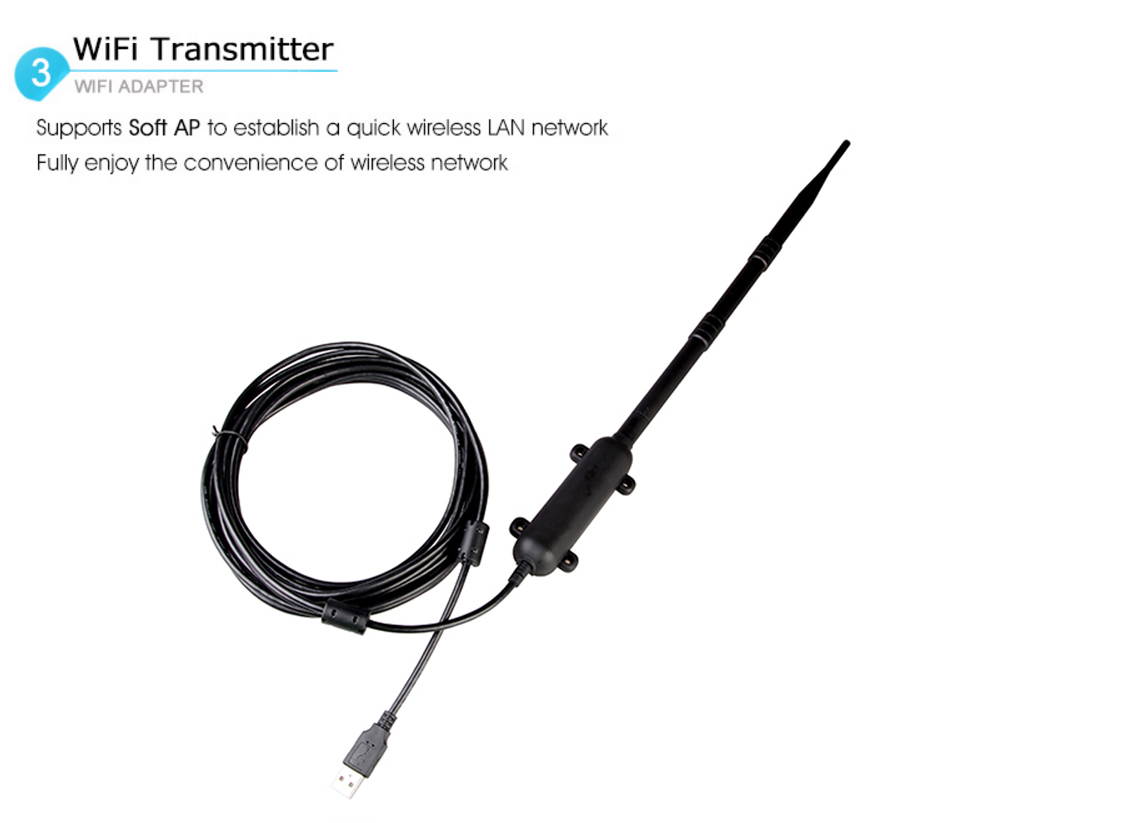 2.4Ghz 150Mbps USB Wireless Adapter High Power Outdoor Wifi Rocket 13dBi Antenna Waterproof Wifi Receiver Long Range up to 1500 meters Support Soft AP