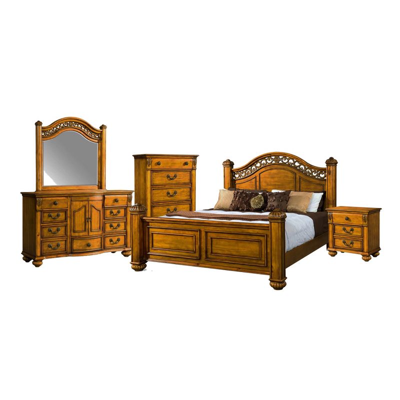 5pc King Barrow Poster Bedroom Set Oak - Picket House Furnishings