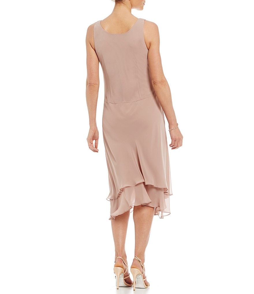 Ignite Evenings Sequined Shoulder Midi Length Jacket Dress